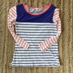 J.Crew Factory purple and hot pink stripe 1/4 sleeve shirt